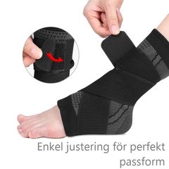 Fotledsstöd med kompression & spännrem SVART/GRÅ