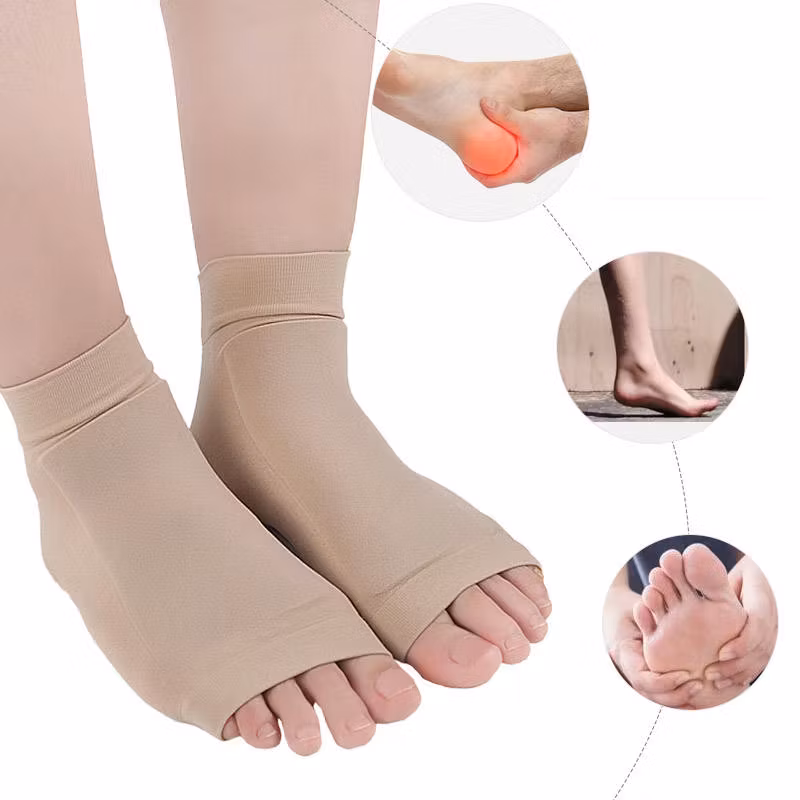Mjuka strumpor, gelskydd vid häl & ovansidan av foten, BEIGE