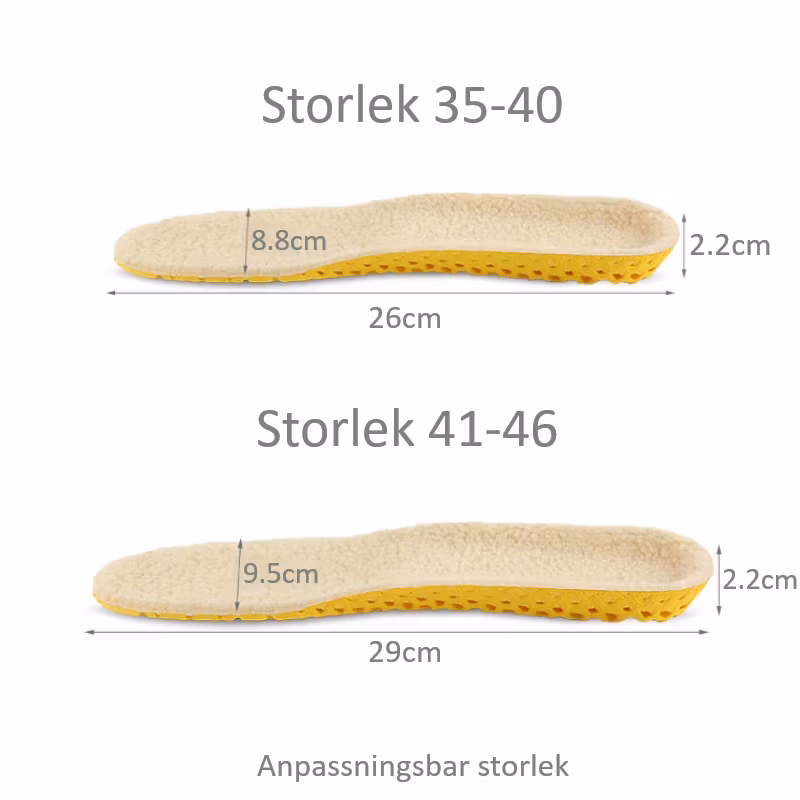 Skoinlägg, varm, stötdämpande, syntetull