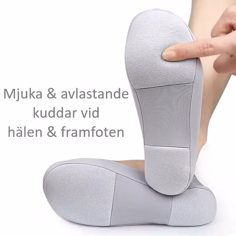 Låga strumpor, mjuka kuddar i hälen & framfoten GRÅ