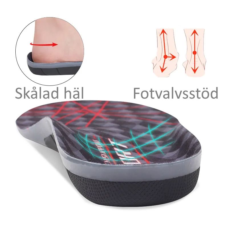 Skoinlägg Sport, gel, stabilisering, stötdämpning, fotvalvsstöd