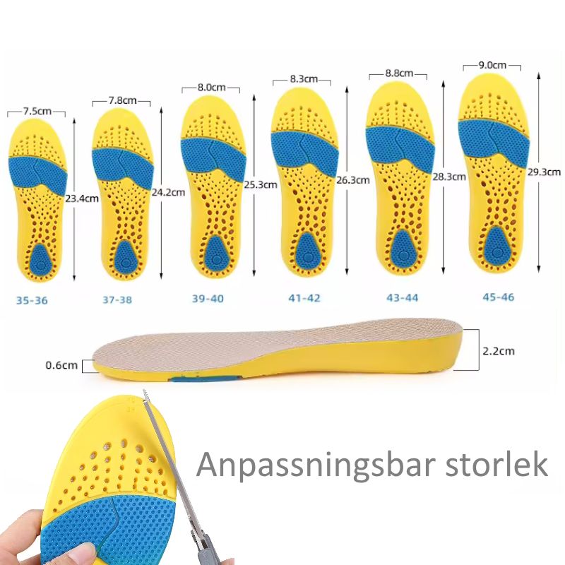 Skoinlägg Komfort, memoryfoam, stötdämpning för häl & framfot