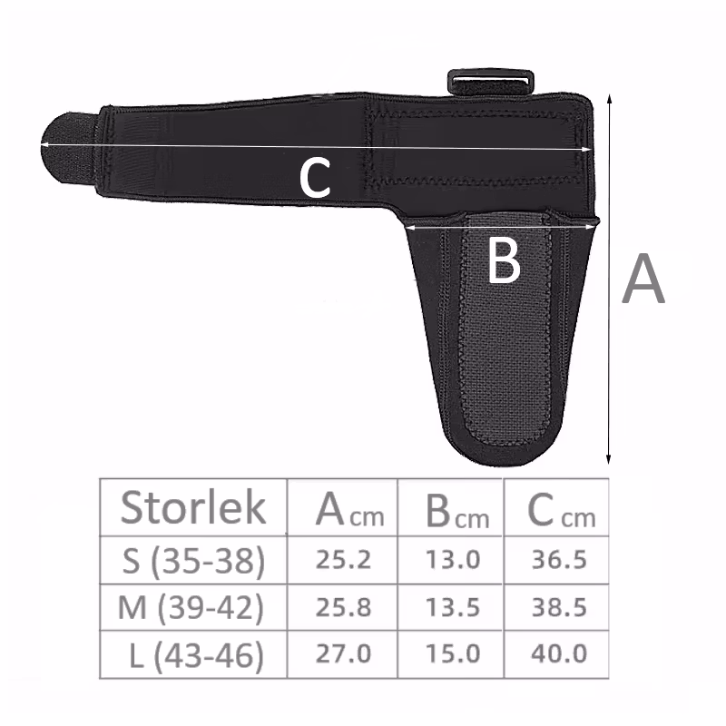 Nattstrumpa, hälsporre, hälont, droppfot, stretchande