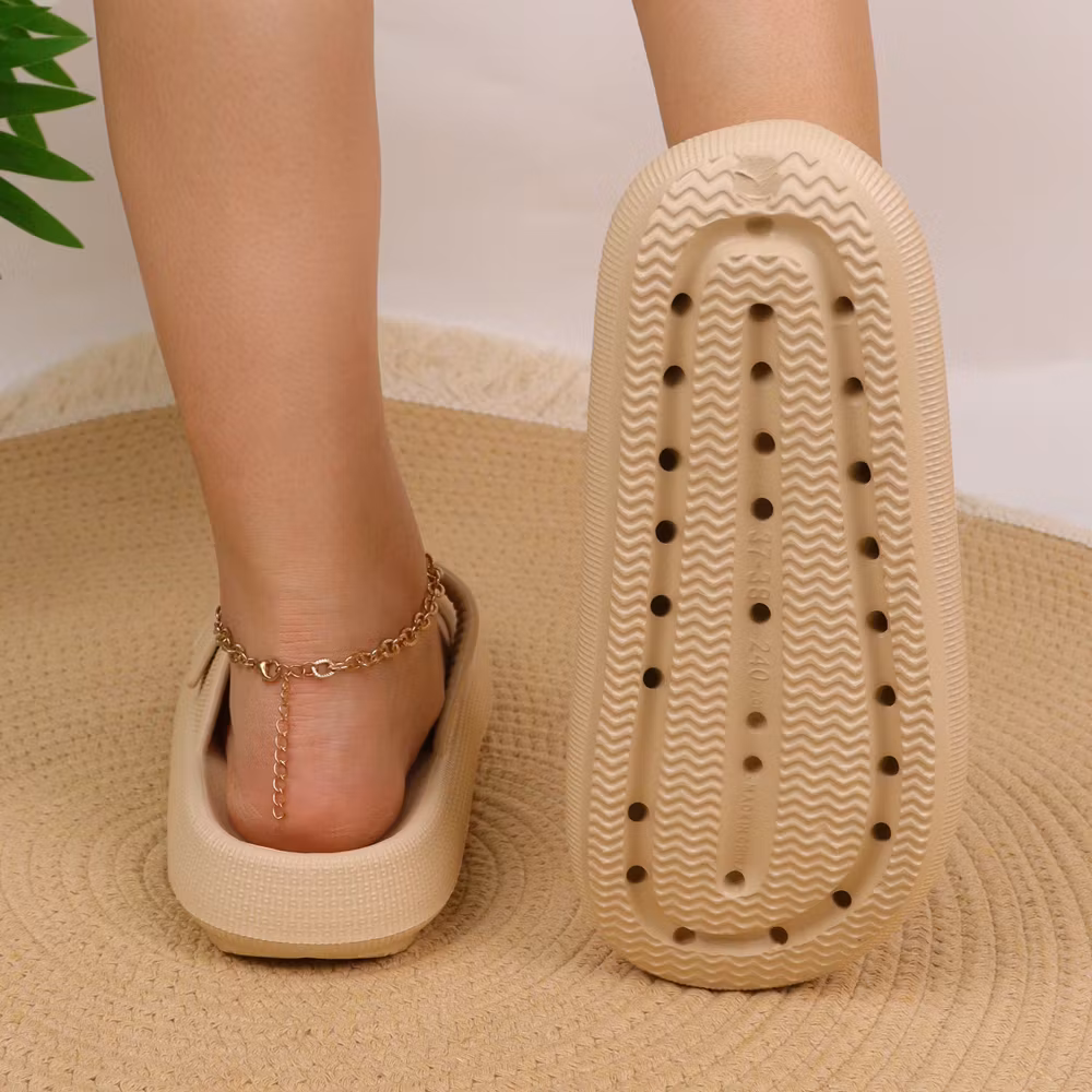 Premium Justerbara Cloud Tofflor KHAKI – mjuka & stötdämpande