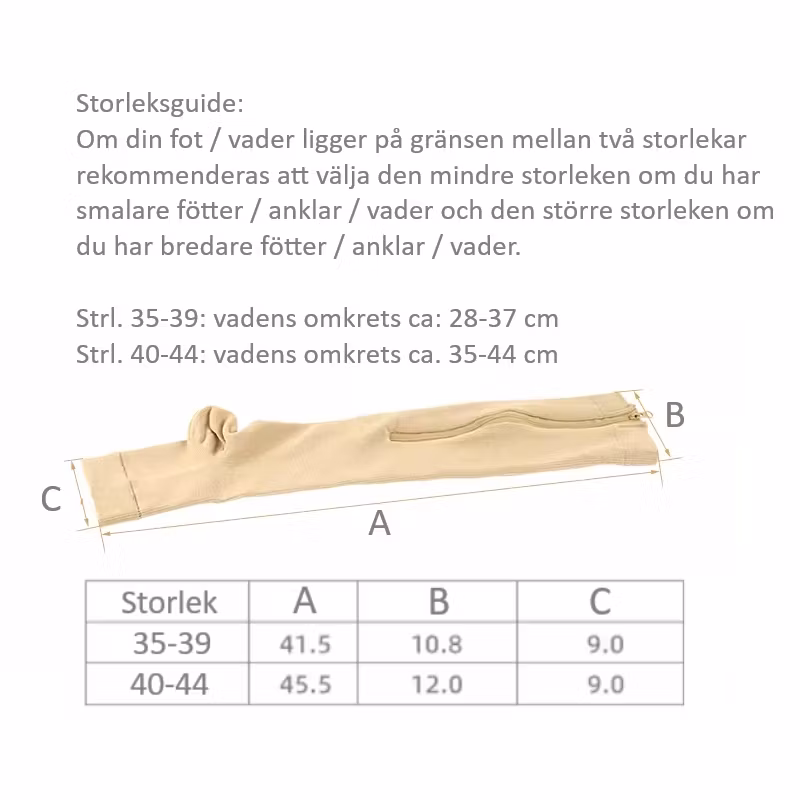 Stödstrumpor, öppen tå, blixtlås, Klass 2, 23-32mmHg SVART