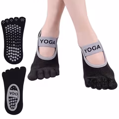 Tåstrumpor med halkskydd YOGA, SVART