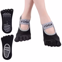 Tåstrumpor med halkskydd YOGA, SVART