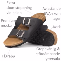Biosandaler HERR fotriktig korksula, SVART