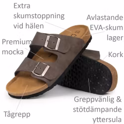 Biosandaler HERR fotriktig korksula, GRÅ