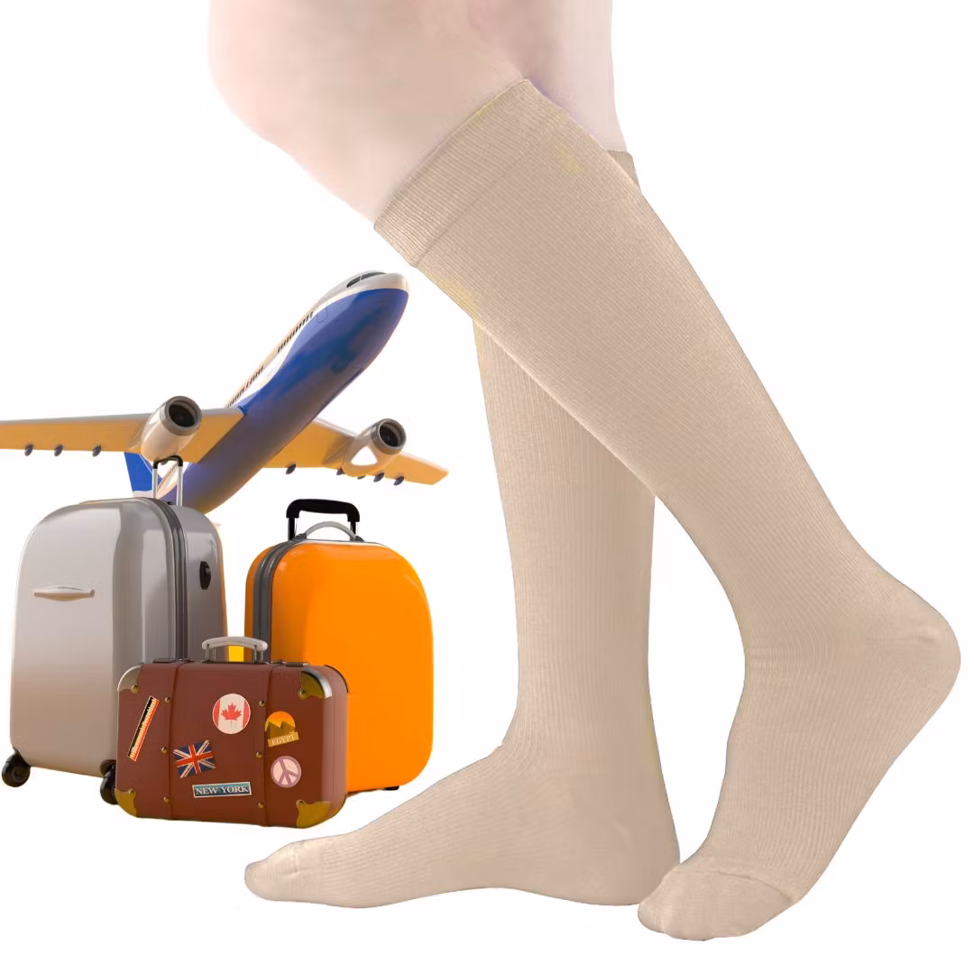Kompressionsstrumpor för Resor - BEIGE Unisex