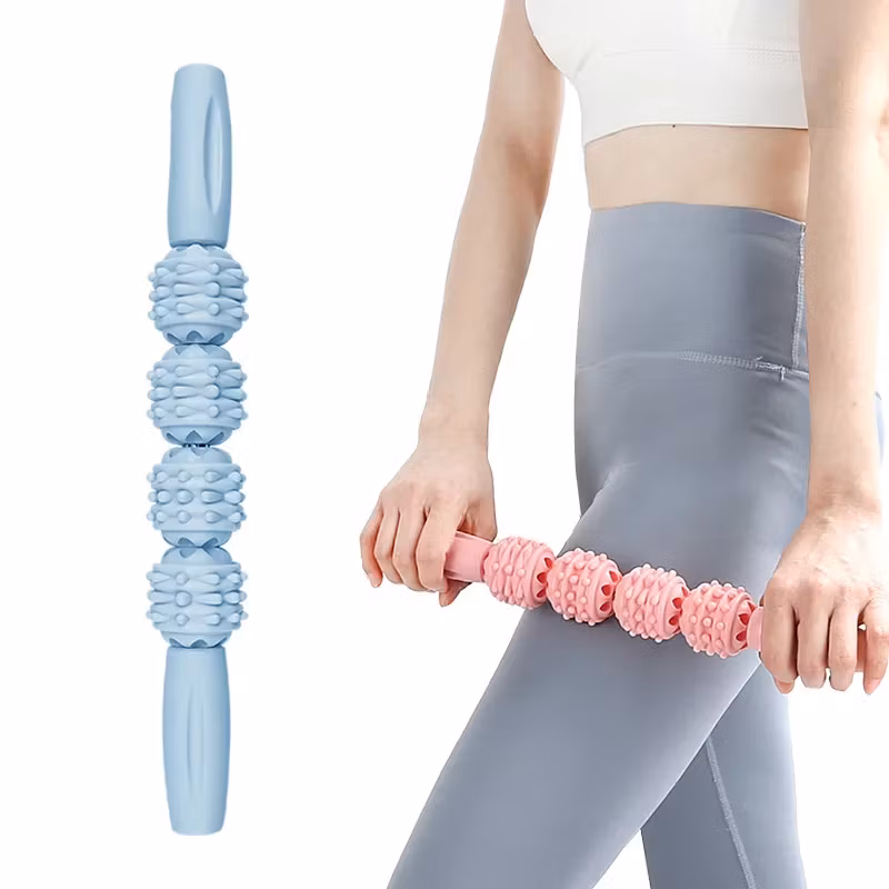 Massageroller med roterande rullar & handtag, BLÅ