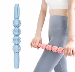 Massageroller med roterande rullar & handtag, BLÅ