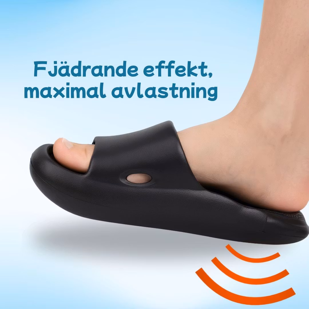 Bounce tofflor SVART, fjädrande & avlastande