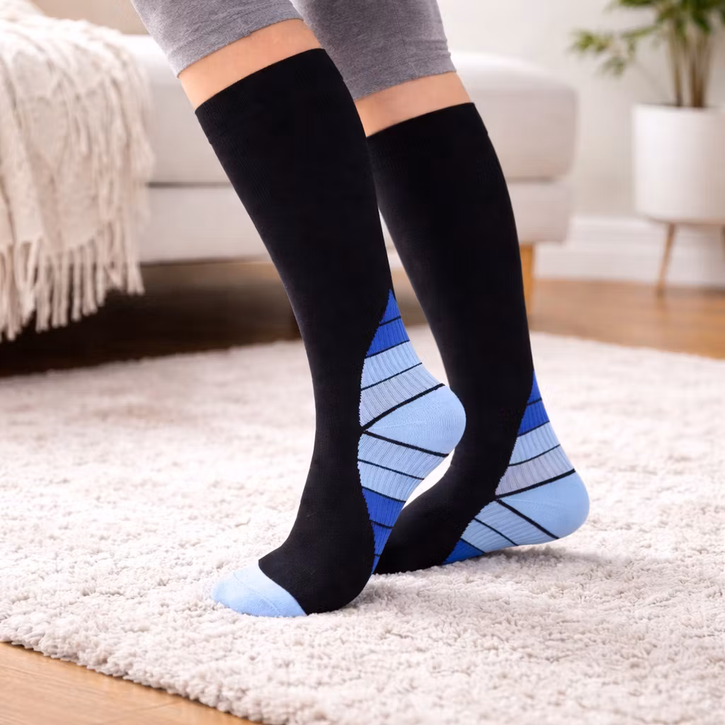 Stödstrumpor Vital, Klass 1, 15-21mmHg, SVART/BLÅ