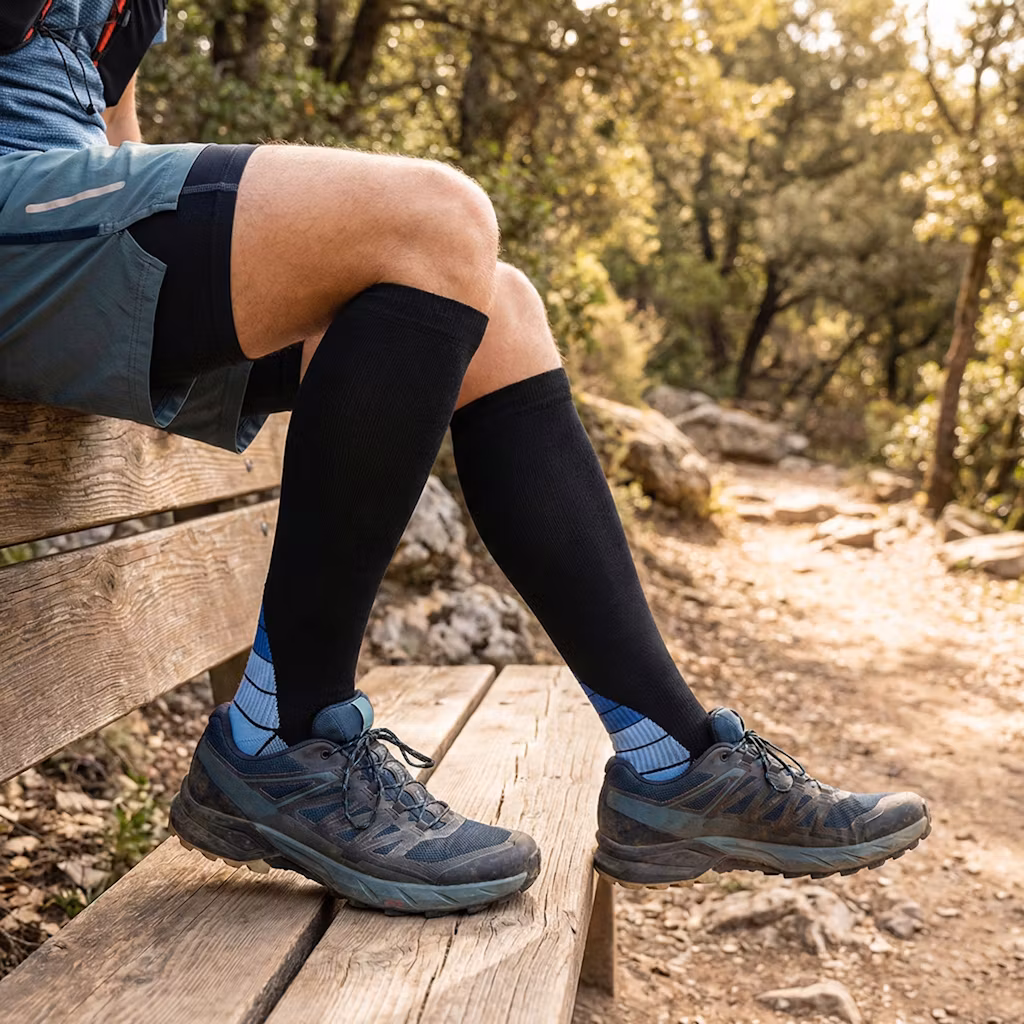 Stödstrumpor Vital, Klass 1, 15-21mmHg, SVART/BLÅ