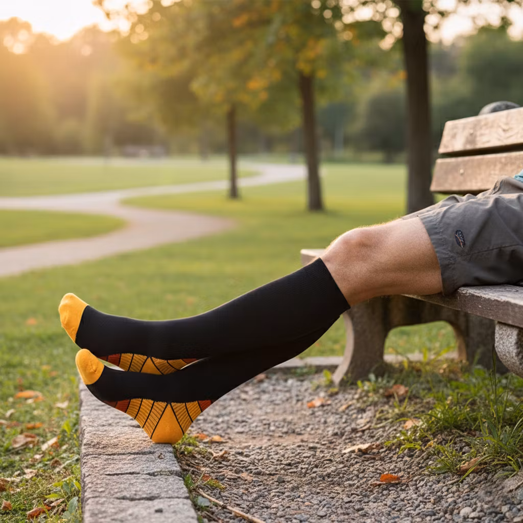 Stödstrumpor Vital, Klass 1, 15-21mmHg, SVART/ORANGE