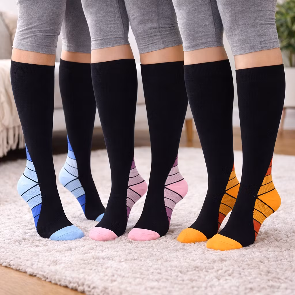 Stödstrumpor Vital, Klass 1, 15-21mmHg, SVART/ORANGE