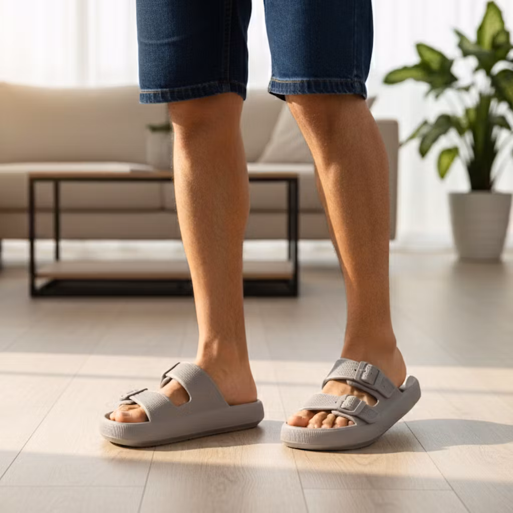 Cavelle Premium Justerbara Cloud Tofflor MÖRKGRÅ - mjuka & stötdämpande