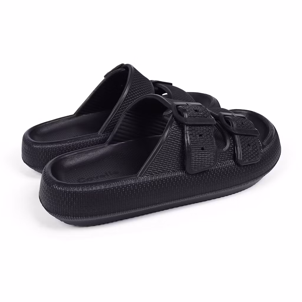 Cavelle Premium Justerbara Cloud Tofflor SVART – mjuka & stötdämpande