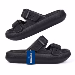 Premium Justerbara Cloud Tofflor SVART – mjuka & stötdämpande