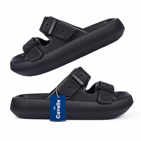 Premium Justerbara Cloud Tofflor SVART – mjuka & stötdämpande