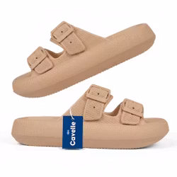 Premium Justerbara Cloud Tofflor KHAKI – mjuka & stötdämpande