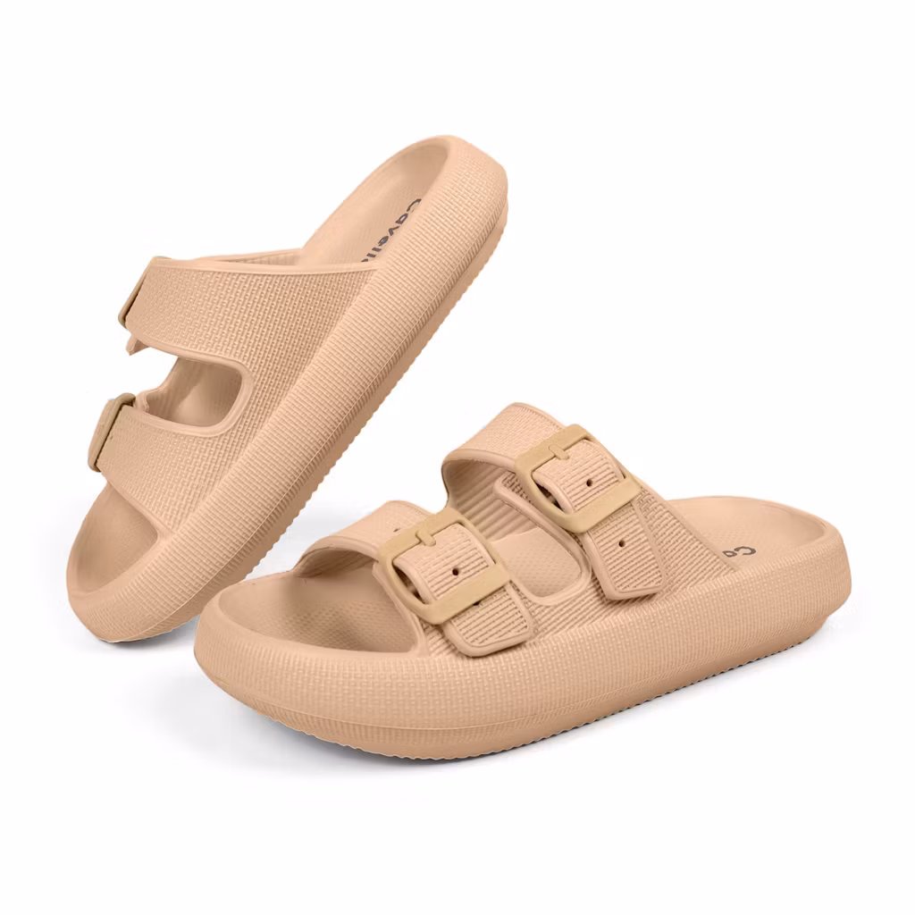 Premium Justerbara Cloud Tofflor KHAKI – mjuka & stötdämpande