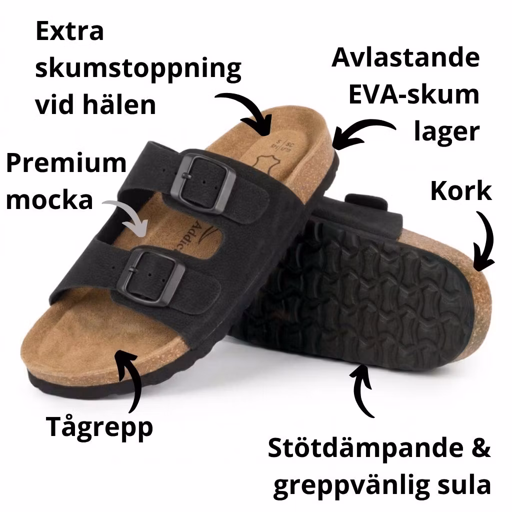 Biosandaler DAM fotriktig korksula, SVART