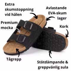 Biosandaler DAM fotriktig korksula, SVART