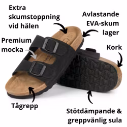 Biosandaler DAM fotriktig korksula, SVART