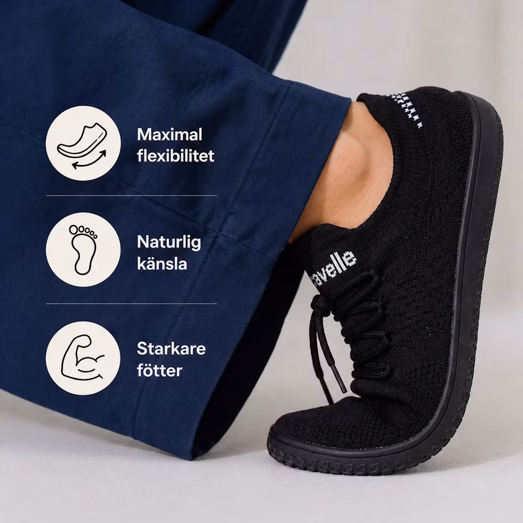 Cavelle Barfotaskor Ventra SVART Unisex flexibel sula