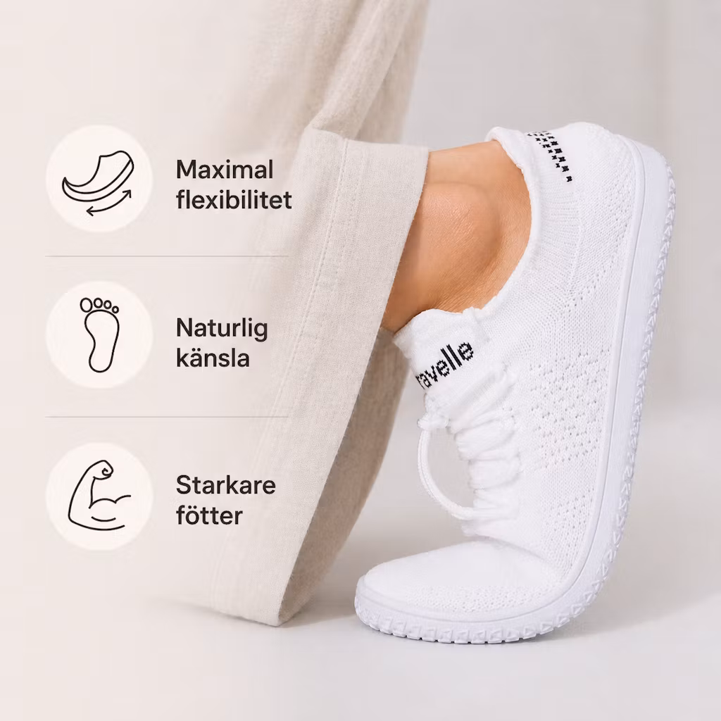 Cavelle Barfotaskor Ventra VIT Unisex flexibel bred sula
