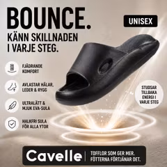 Bounce tofflor SVART, fjädrande & avlastande