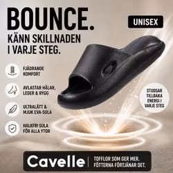 Bounce tofflor SVART, fjädrande & avlastande