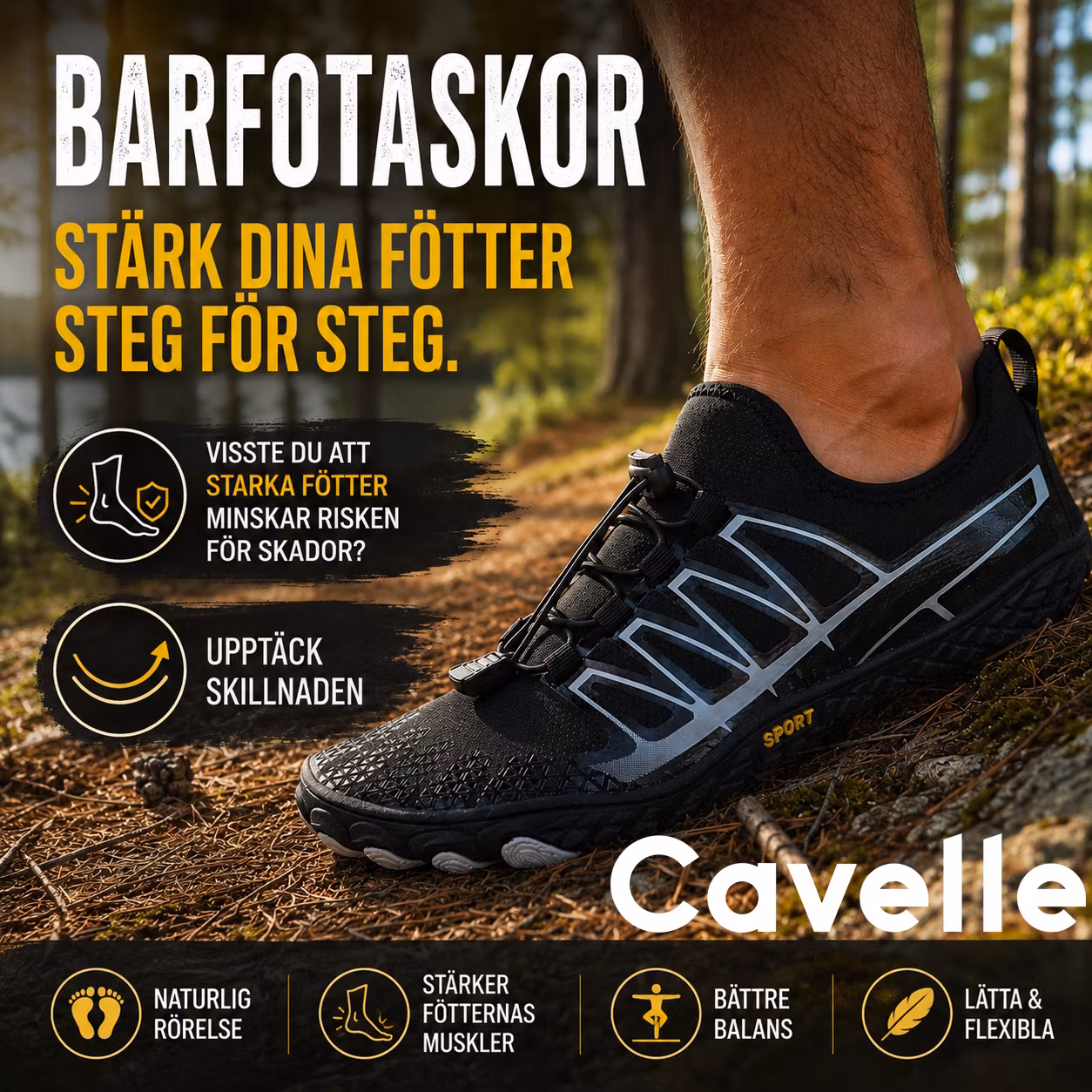 Cavelle Barfotaskor Sport Svart Unisex Dam Herr