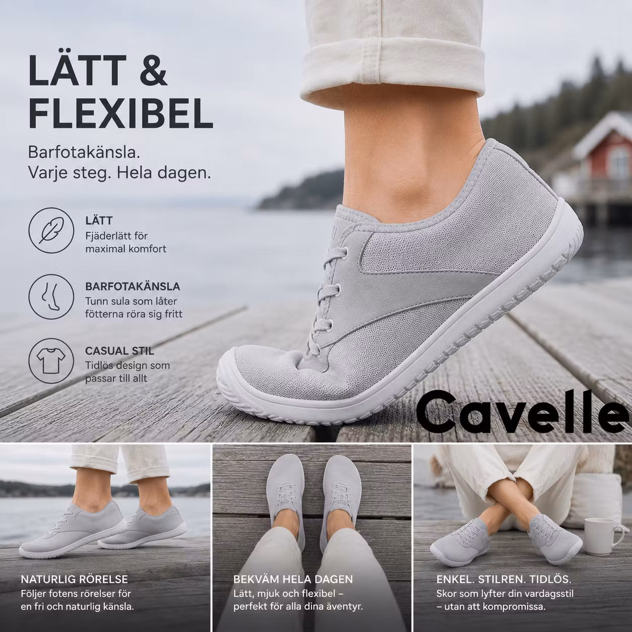 Cavelle Barfotaskor Casual Grå unisex, herr, dam