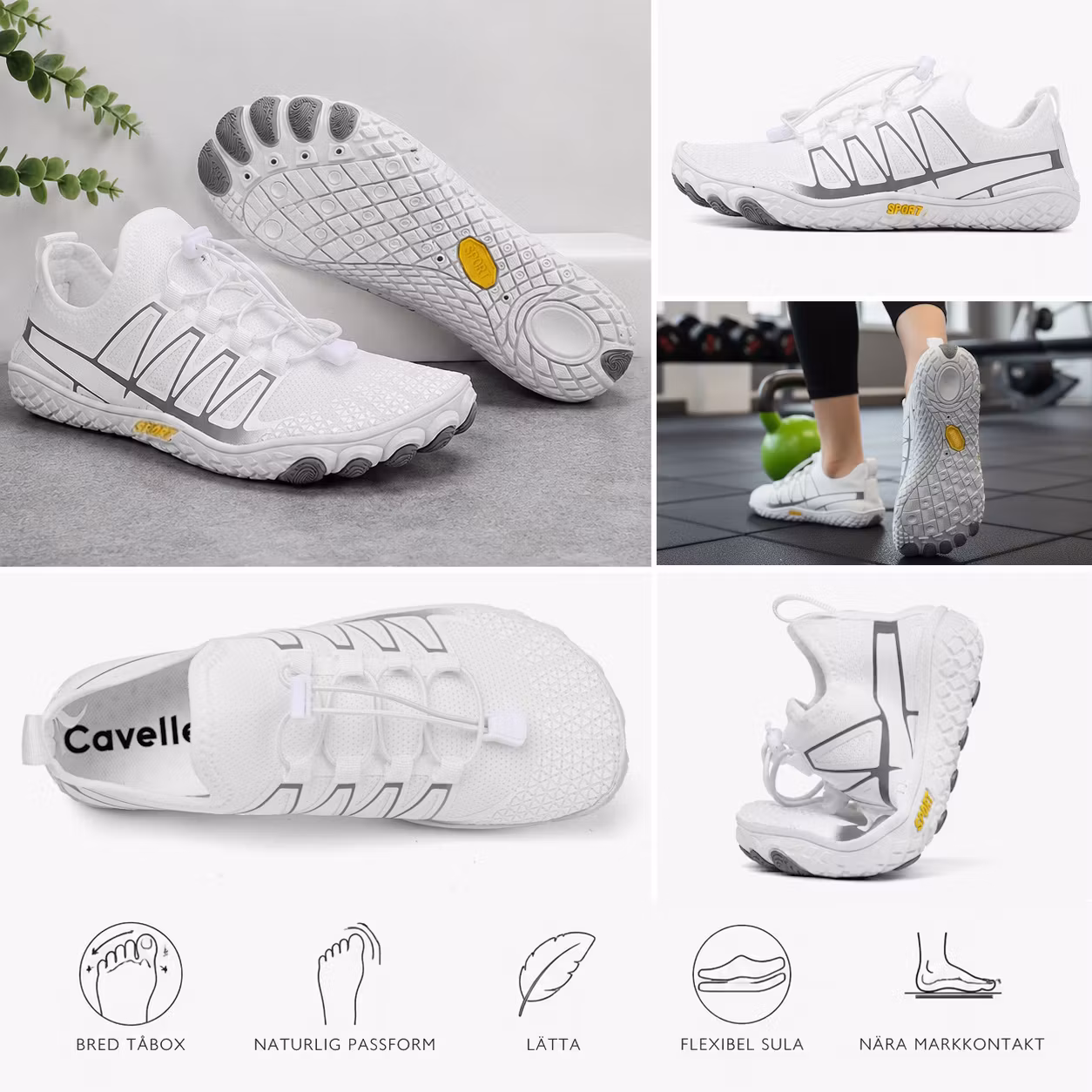 Cavelle Barfotaskor Sport Vit unisex, Herr, dam