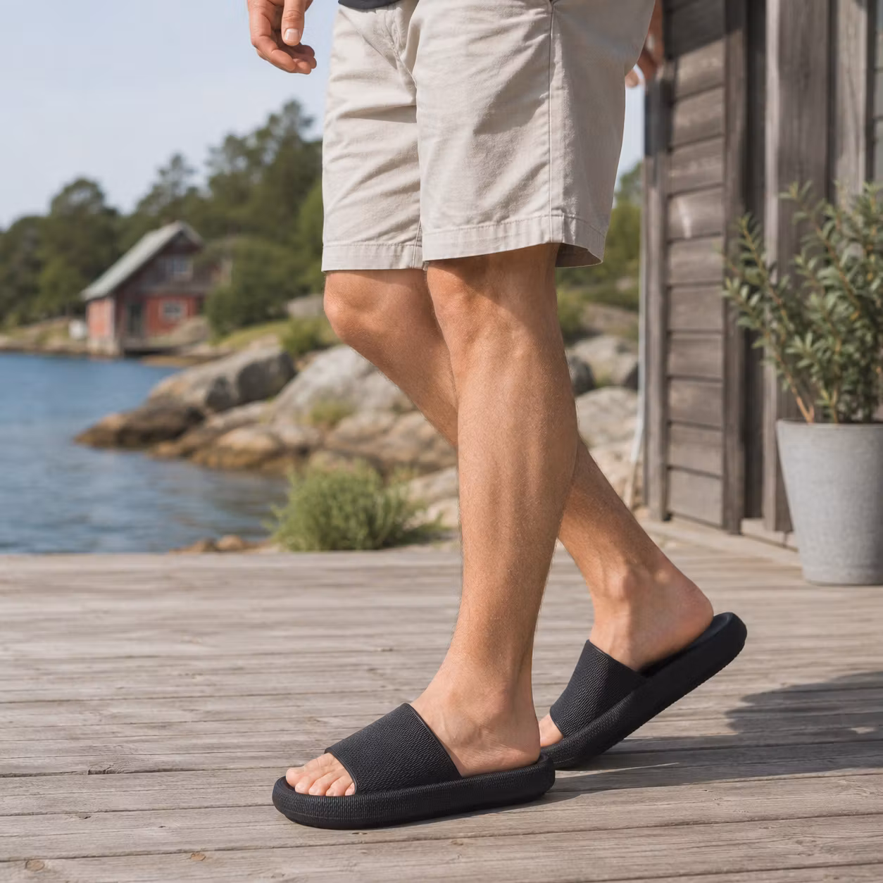 Cavelle Premium cloud tofflor SVART, mjuka stötdämpande, unisex, herr, dam