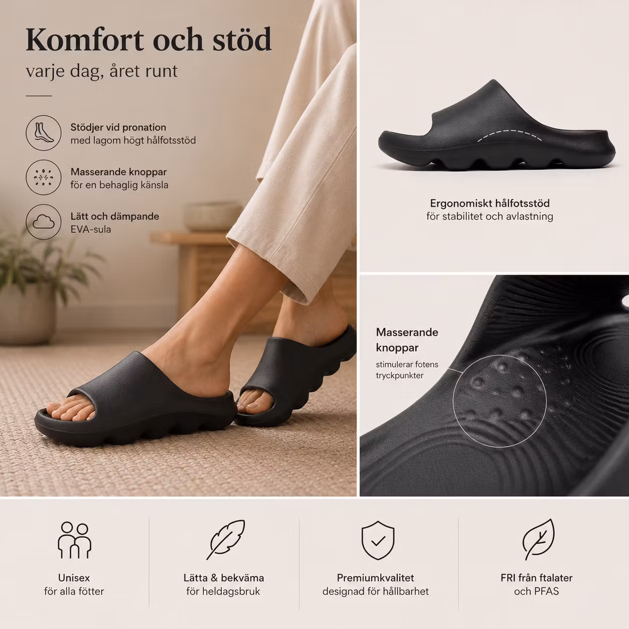 Cavelle Tofflor - pronation, med hålfotsstöd unisex, herr, dam