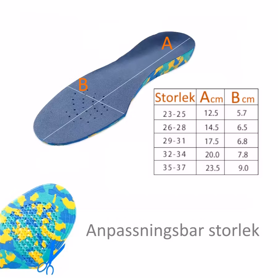 Hålfotsinlägg barn, junior, fotvalvsstöd