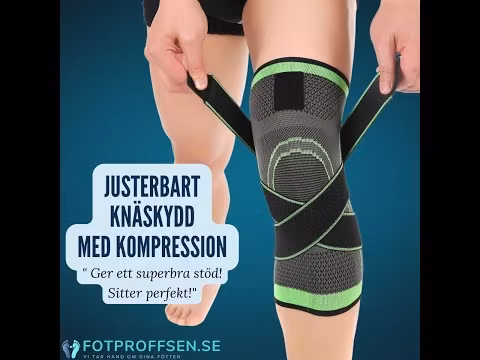 Knäskydd med stöd, kompression & spännrem, SVART/GRÖN