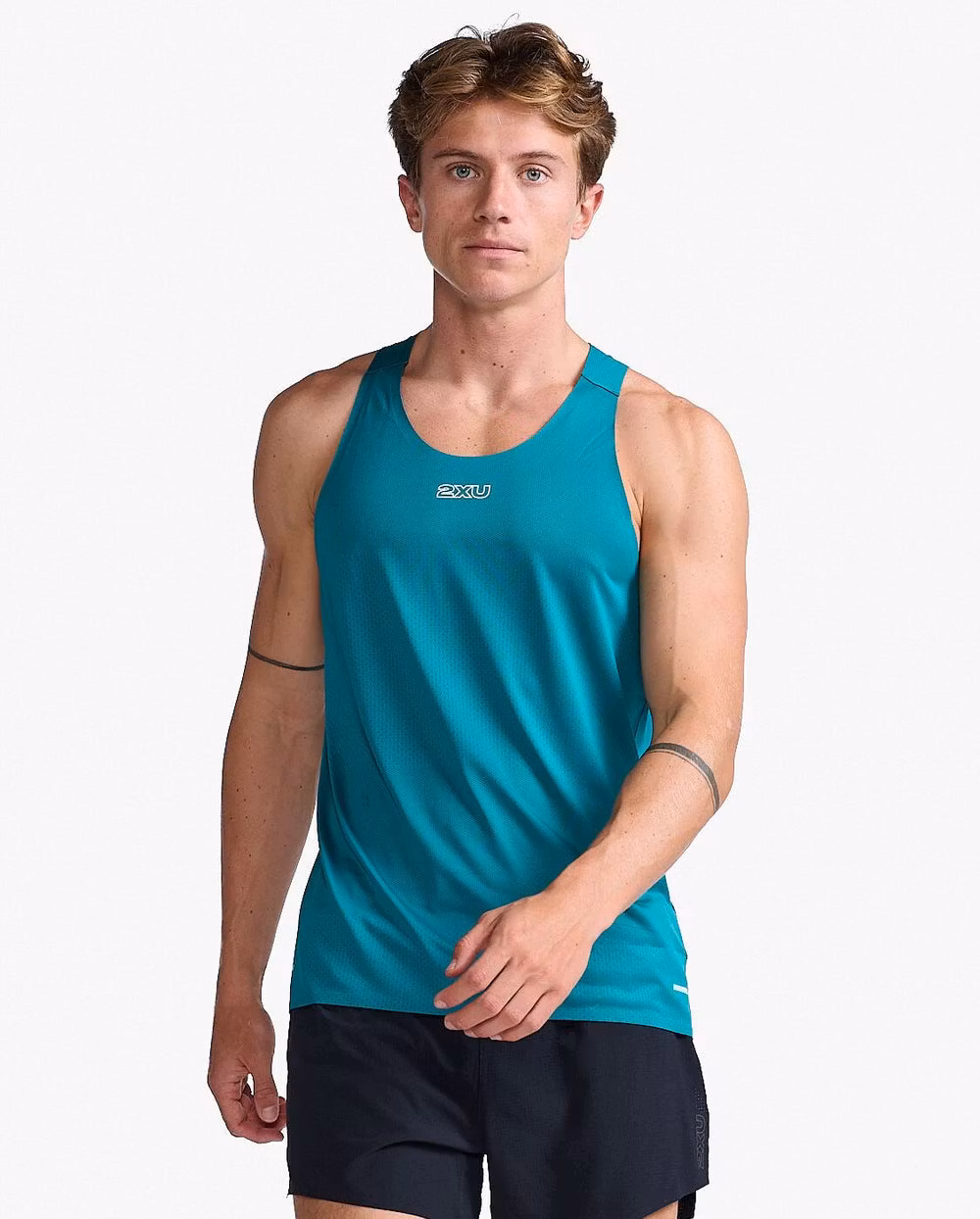 2XU Light Speed Tech Singlet - Jade/Glacier Reflective (Herr)