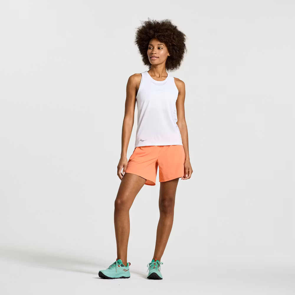 Saucony Stopwatch  Graphic Singlet (Dam) - White Graphic