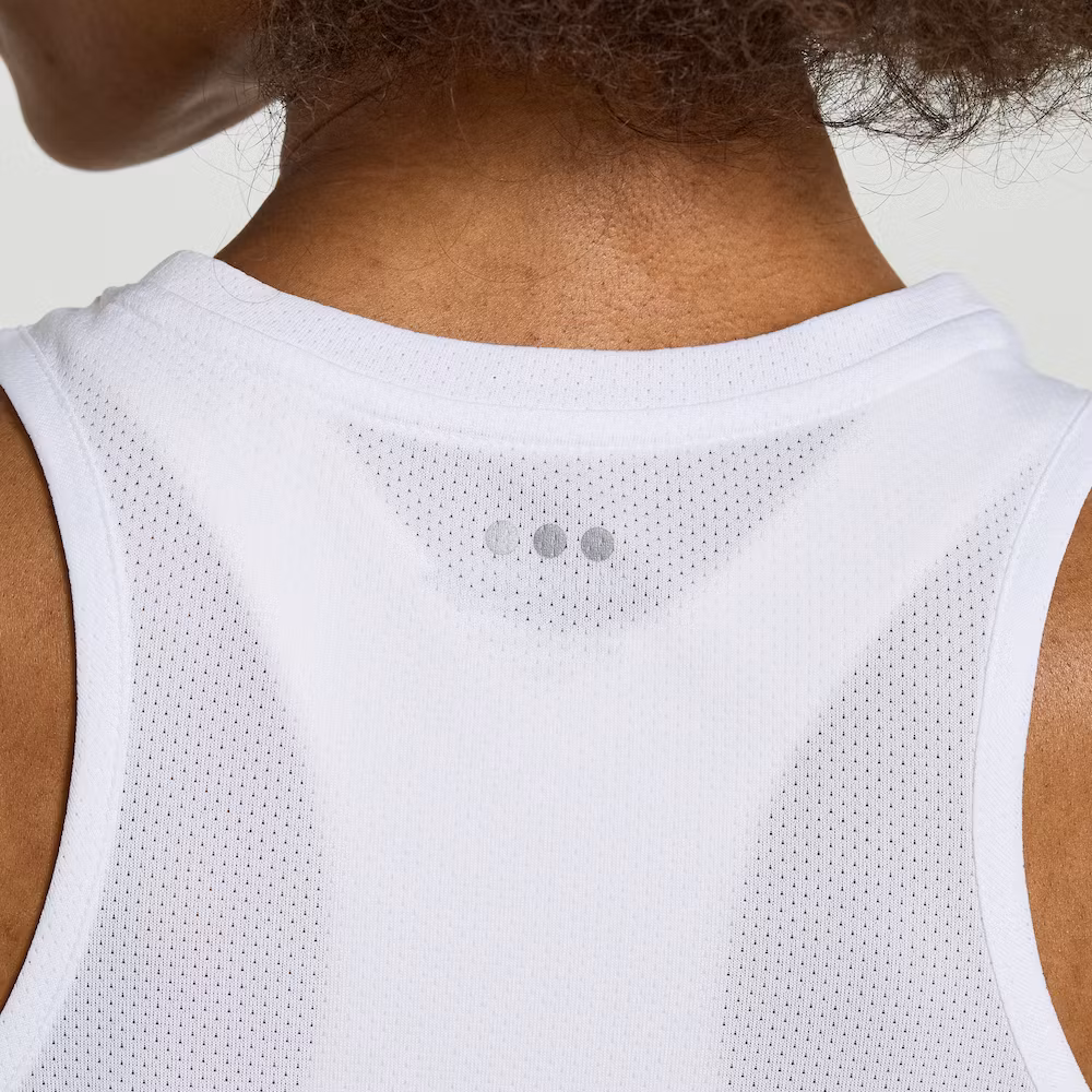 Saucony Stopwatch  Graphic Singlet (Dam) - White Graphic