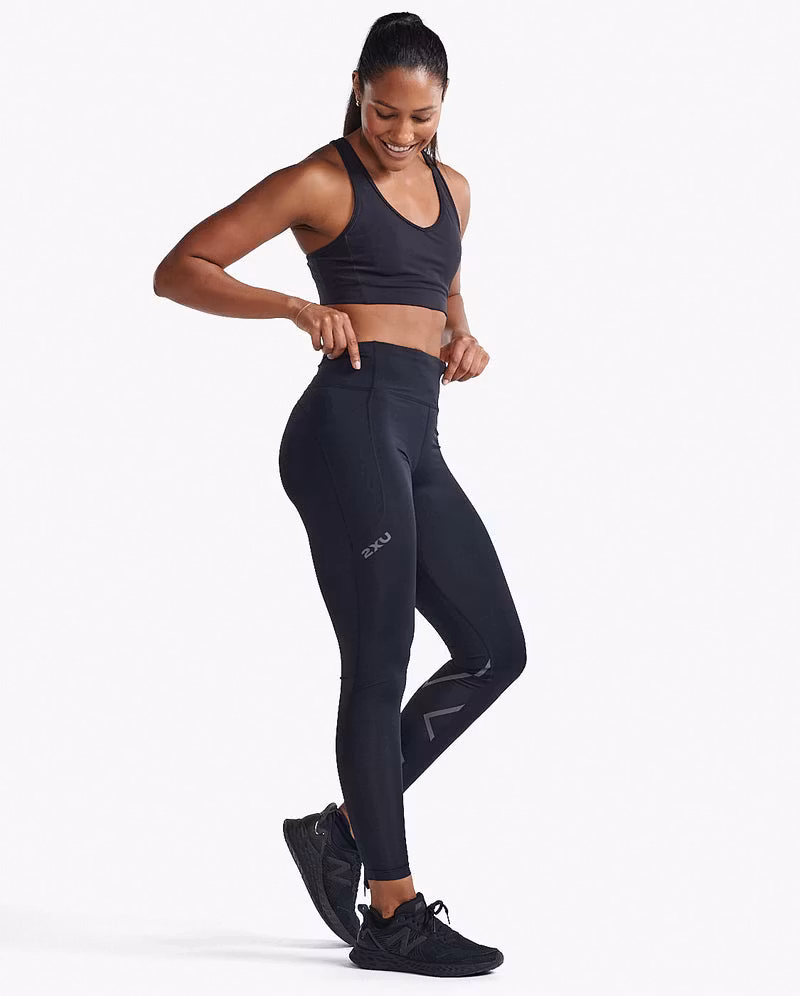 2XU Aero Hi-Rise Compression Tights - Black/Black Reflective (Dam)