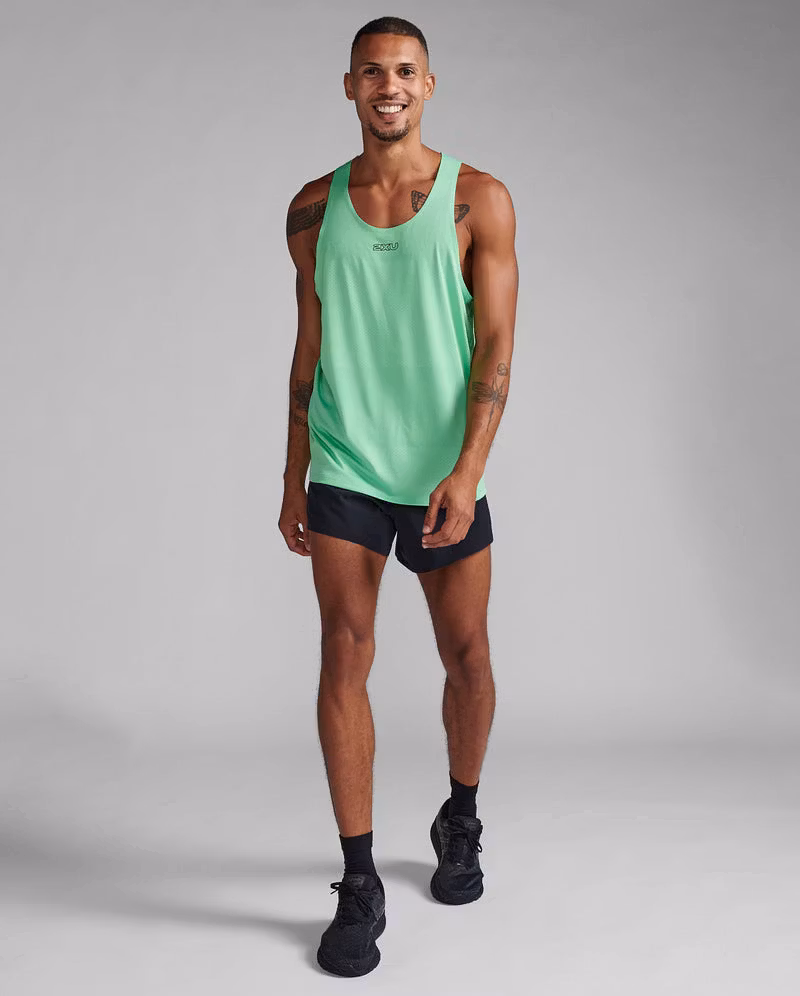 2XU Light Speed Tech Singlet - Spring Green/Black (Herr)