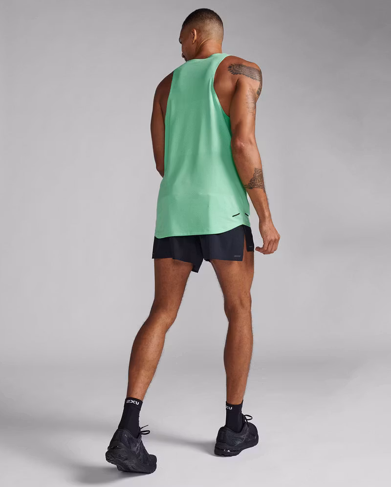 2XU Light Speed Tech Singlet - Spring Green/Black (Herr)