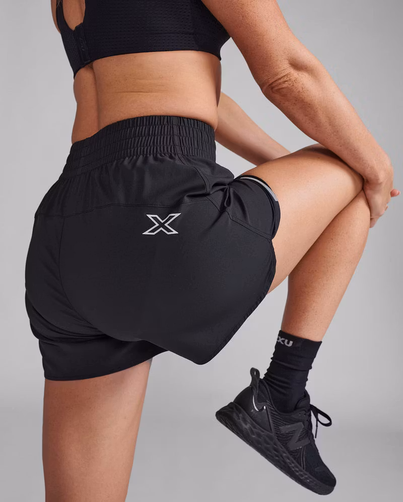 2XU Aero Hi-Rise 4 inch Short (Dam) - Black/Silver Reflective