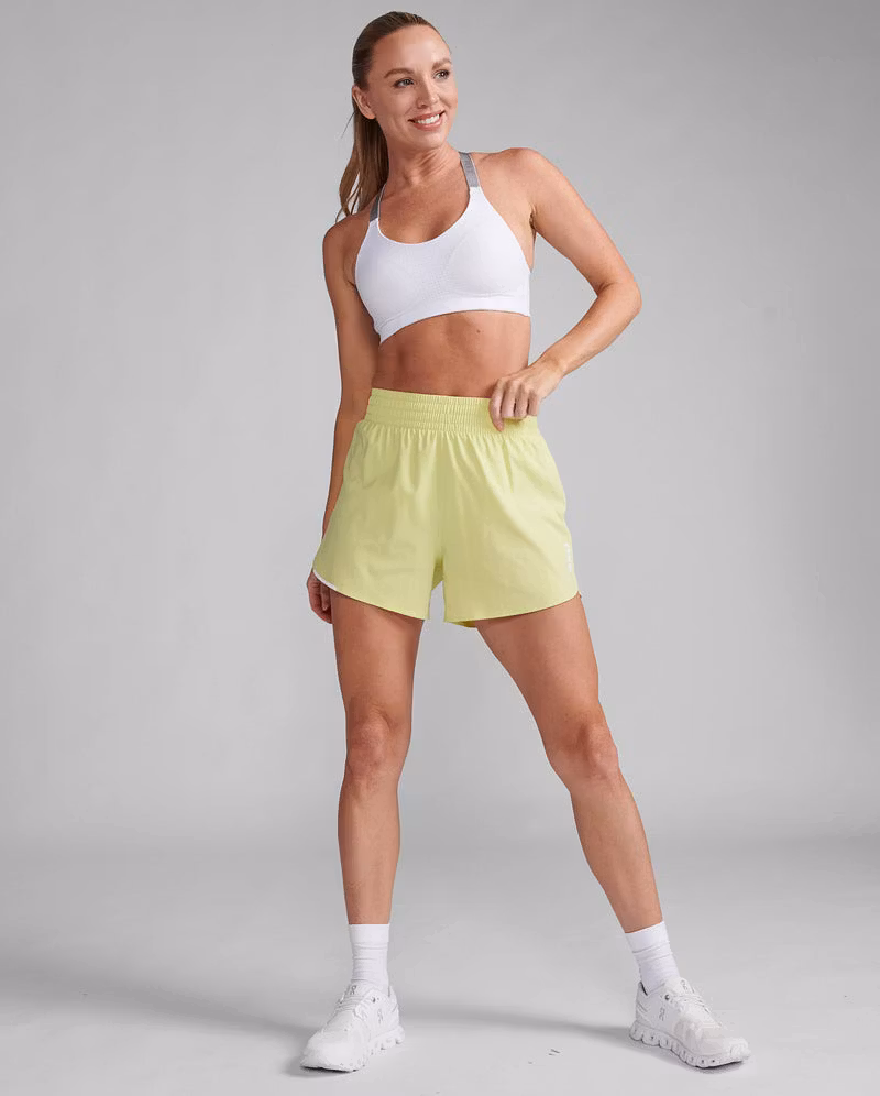 2XU Aero Hi-Rise 4 inch Short (Dam) - Limelight/White Reflective