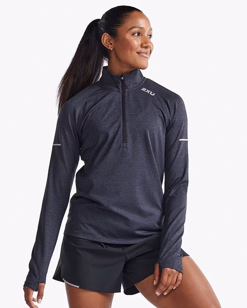 2XU Aero 1/2 Zip (Dam) - Black/Silver Reflective